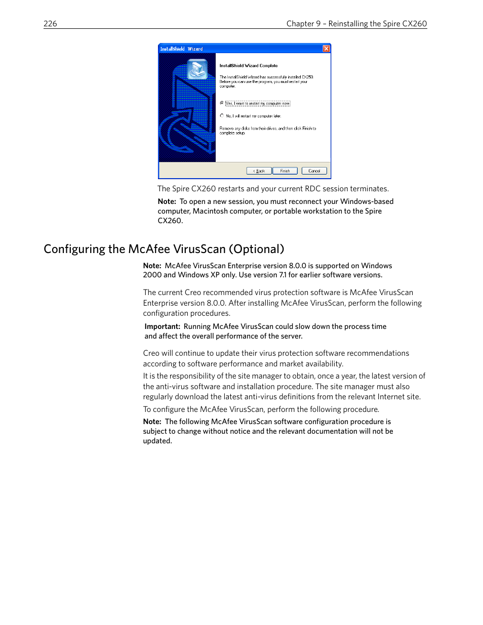 Configuring the mcafee virusscan (optional) | Xerox 242 User Manual | Page 234 / 262