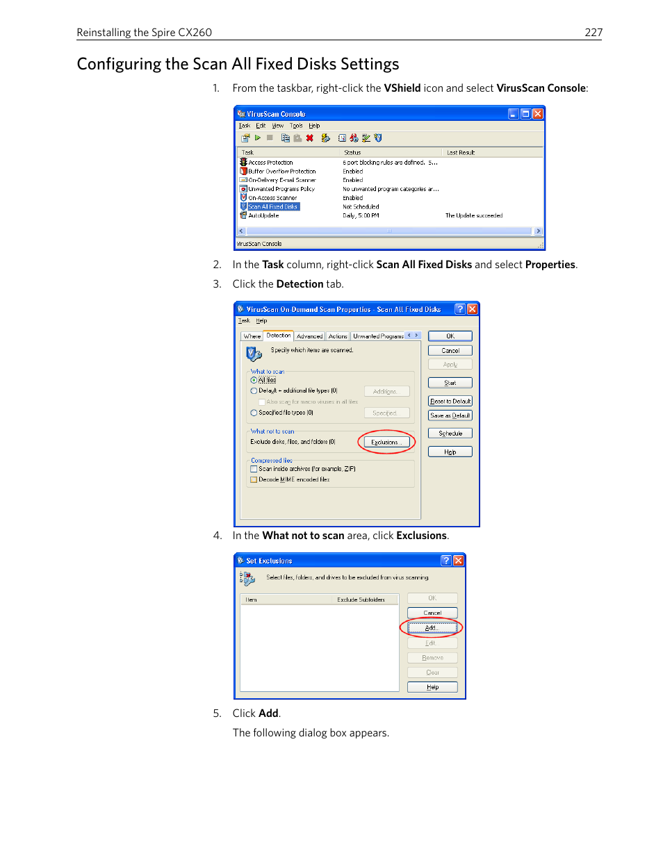 Configuring the scan all fixed disks settings | Xerox 242 User Manual | Page 235 / 262