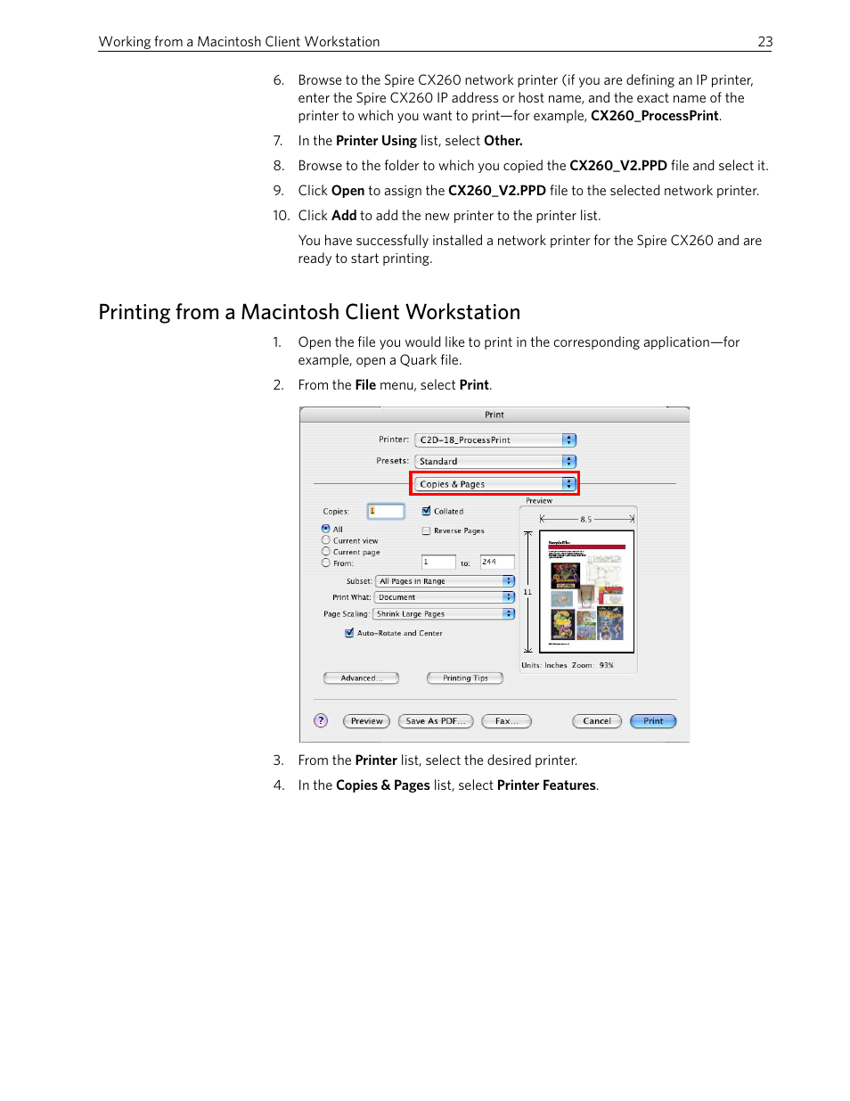 Printing from a macintosh client workstation | Xerox 242 User Manual | Page 31 / 262