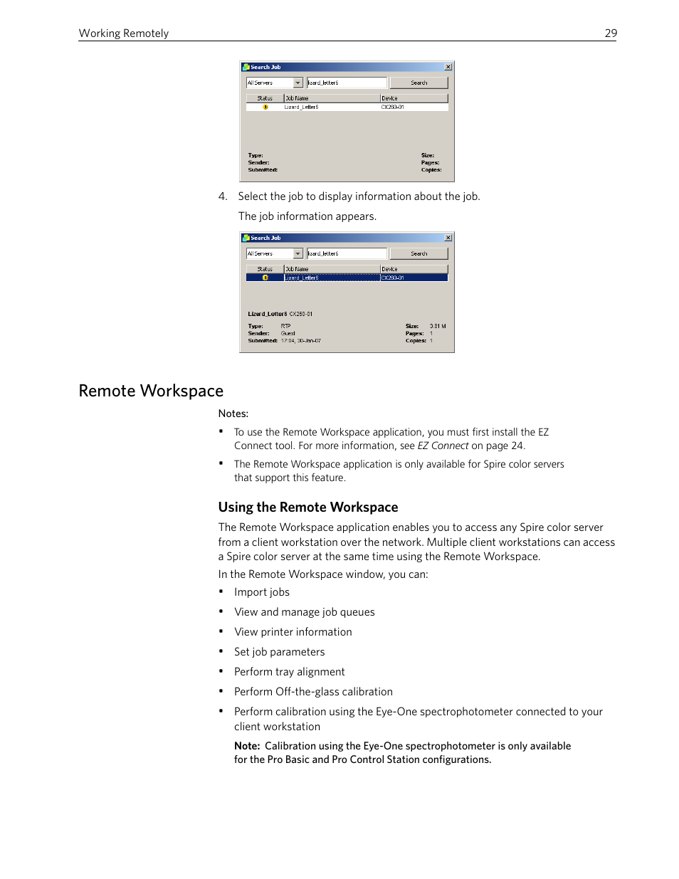 Remote workspace, Using the remote workspace | Xerox 242 User Manual | Page 37 / 262