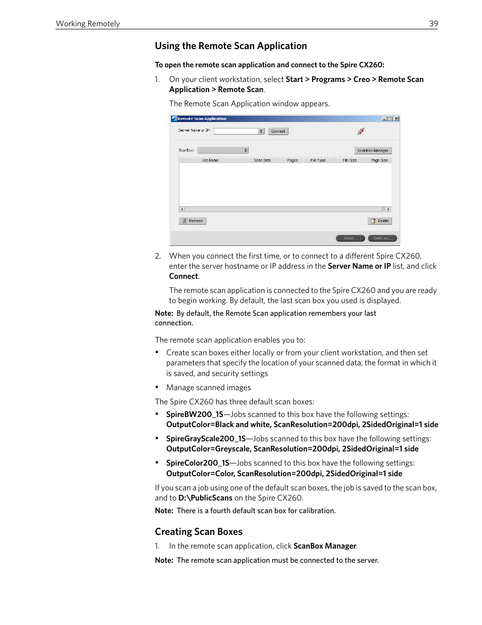 Using the remote scan application, Creating scan boxes | Xerox 242 User Manual | Page 47 / 262