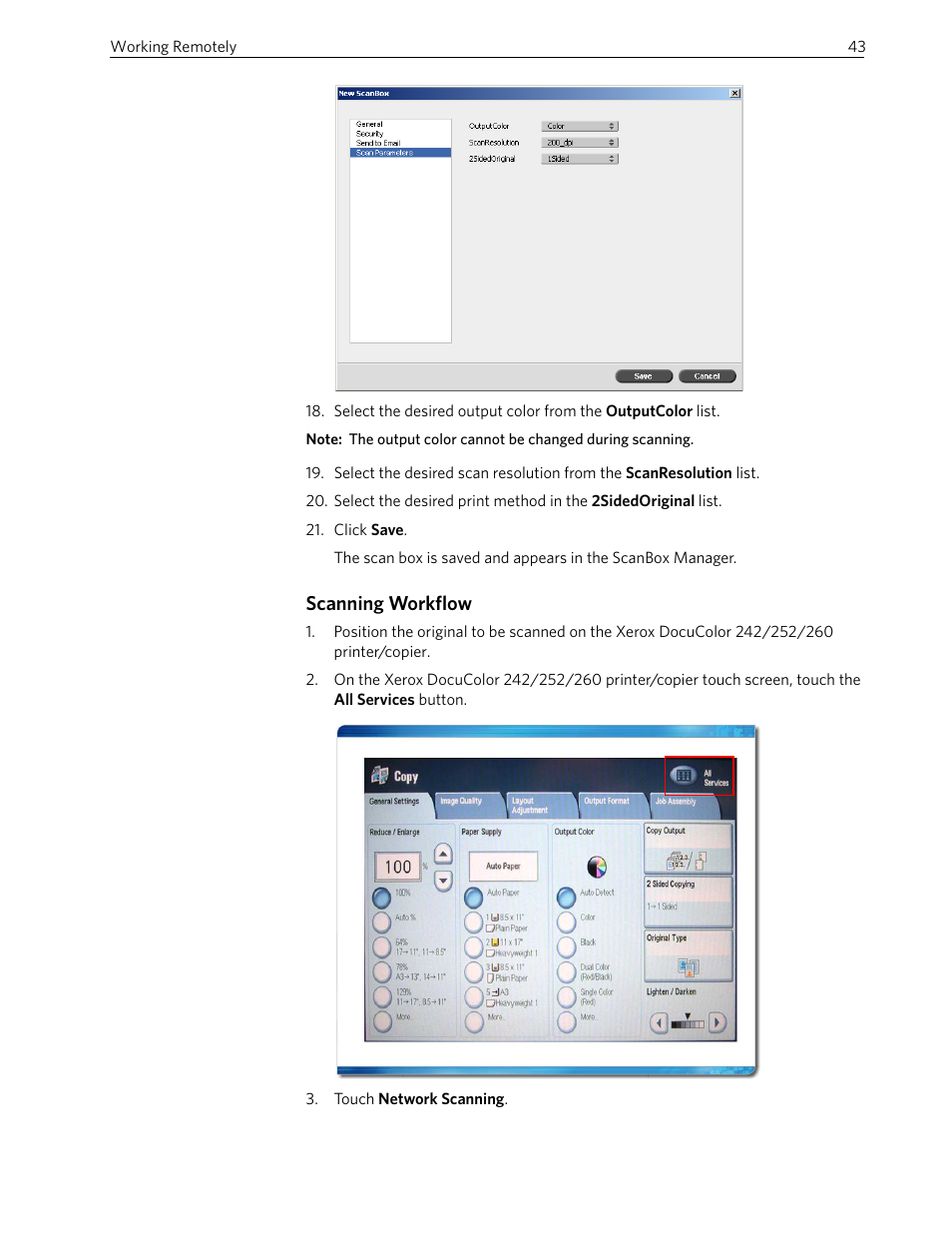 Scanning workflow | Xerox 242 User Manual | Page 51 / 262