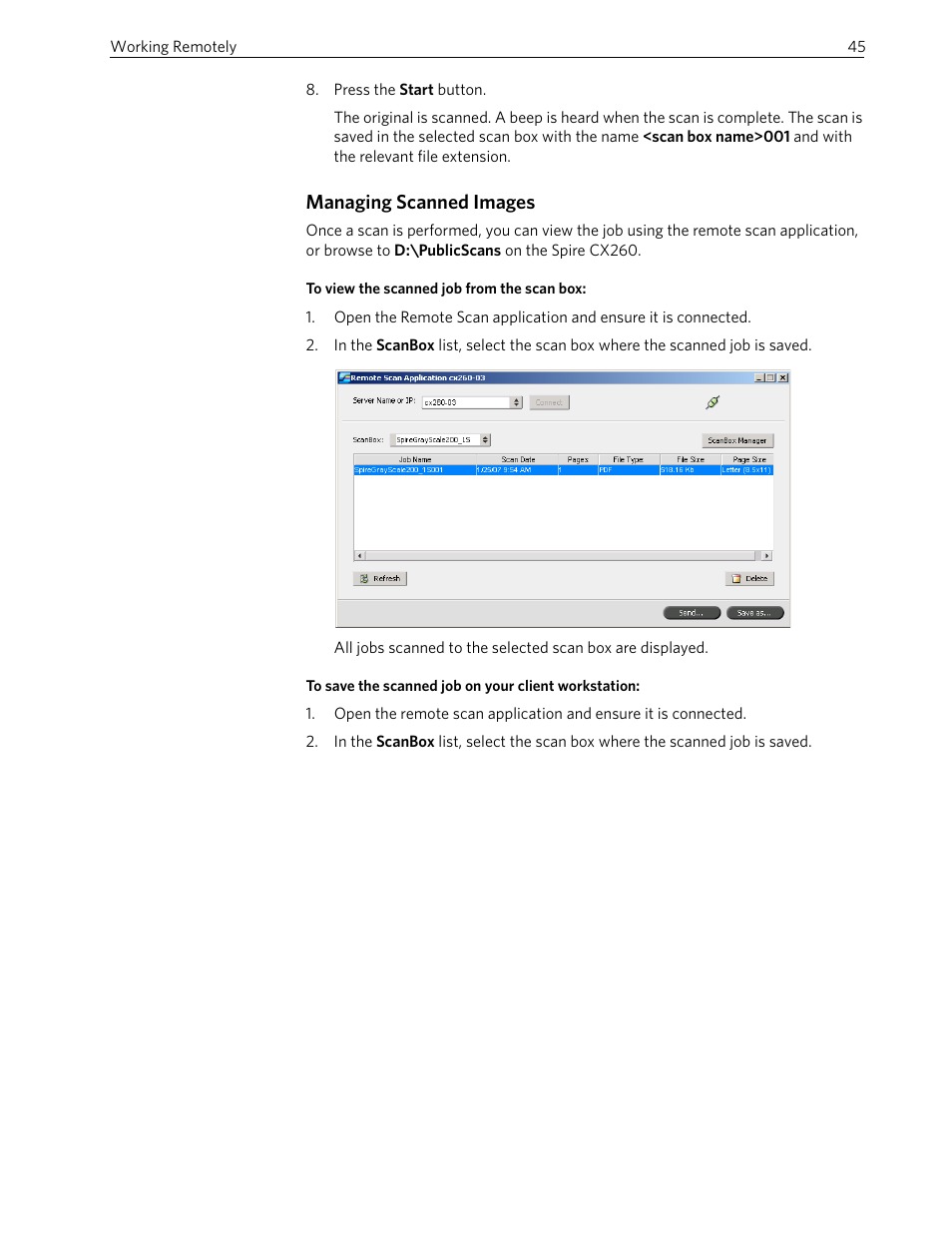 Managing scanned images | Xerox 242 User Manual | Page 53 / 262