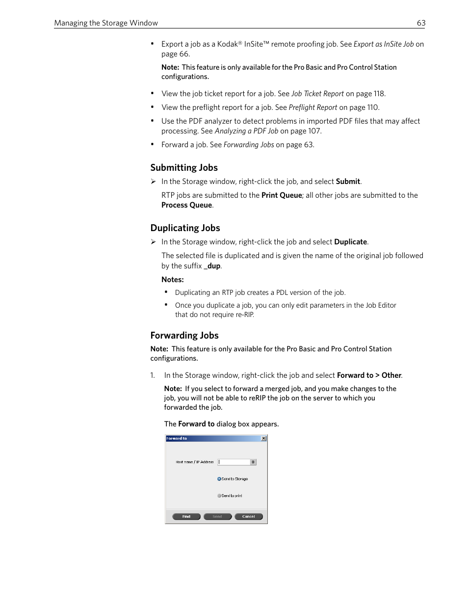 Submitting jobs, Duplicating jobs, Forwarding jobs | Xerox 242 User Manual | Page 71 / 262