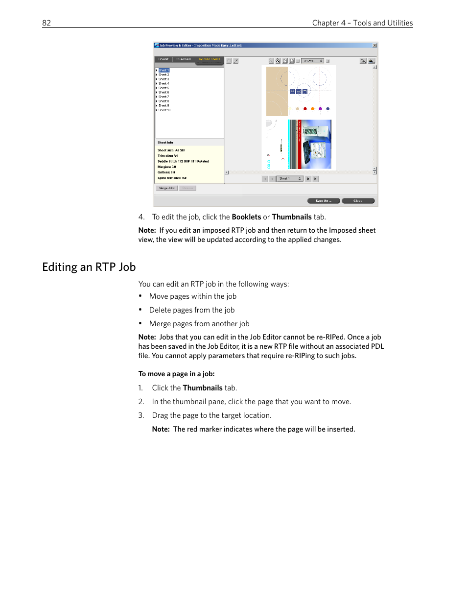 Editing an rtp job | Xerox 242 User Manual | Page 90 / 262