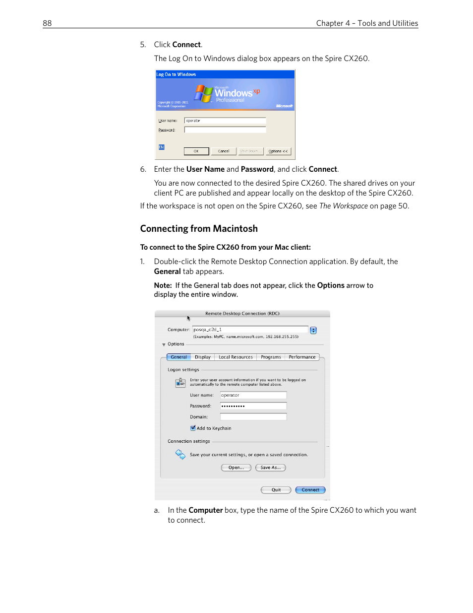 Connecting from macintosh | Xerox 242 User Manual | Page 96 / 262