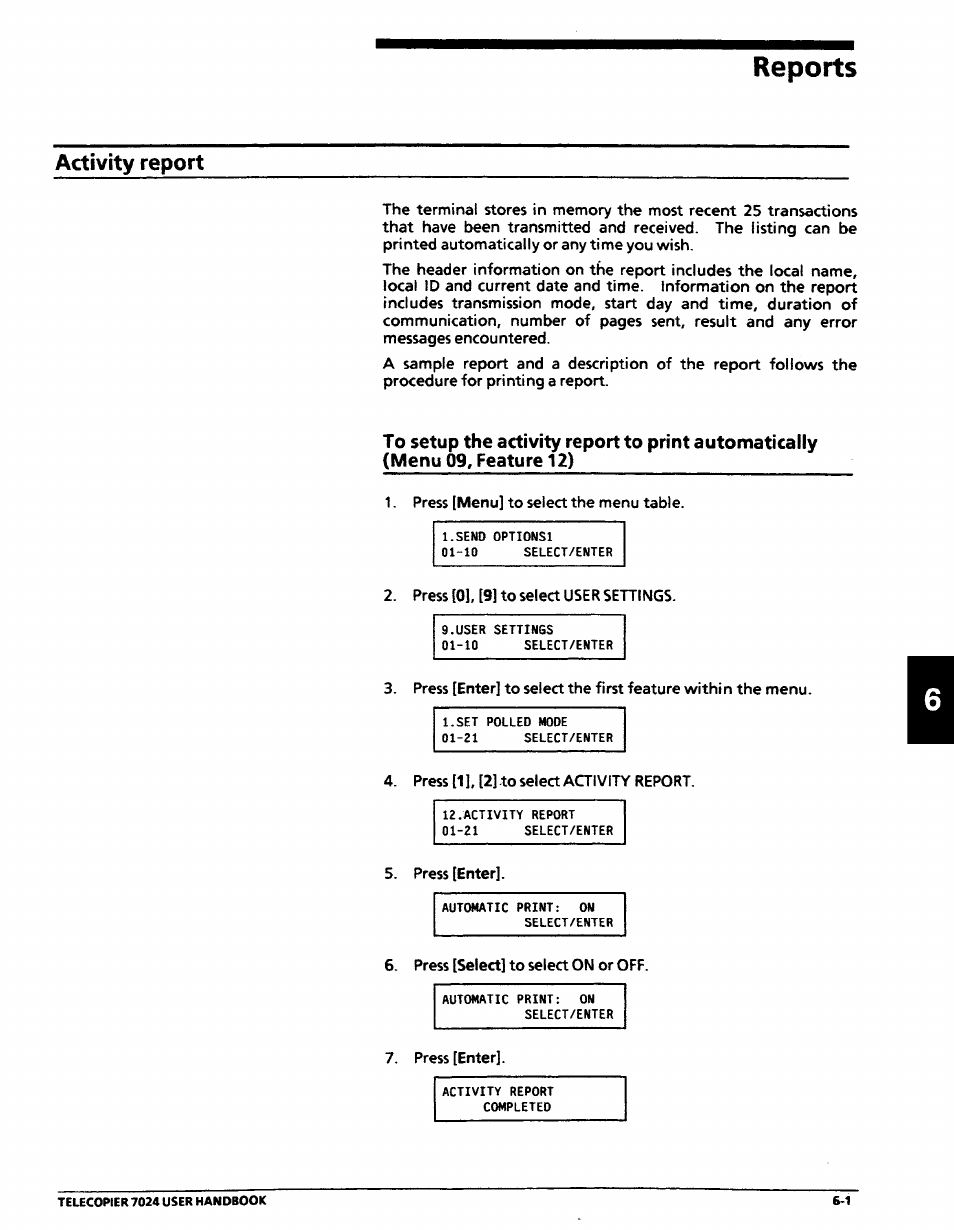 Activity report, Reports, Activity report -1 | Xerox 7024 User Manual | Page 101 / 164