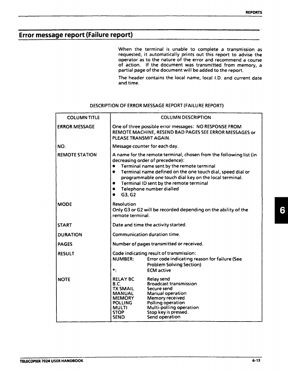 Error message report (failure report), Error message report (failure report) -13 | Xerox 7024 User Manual | Page 113 / 164