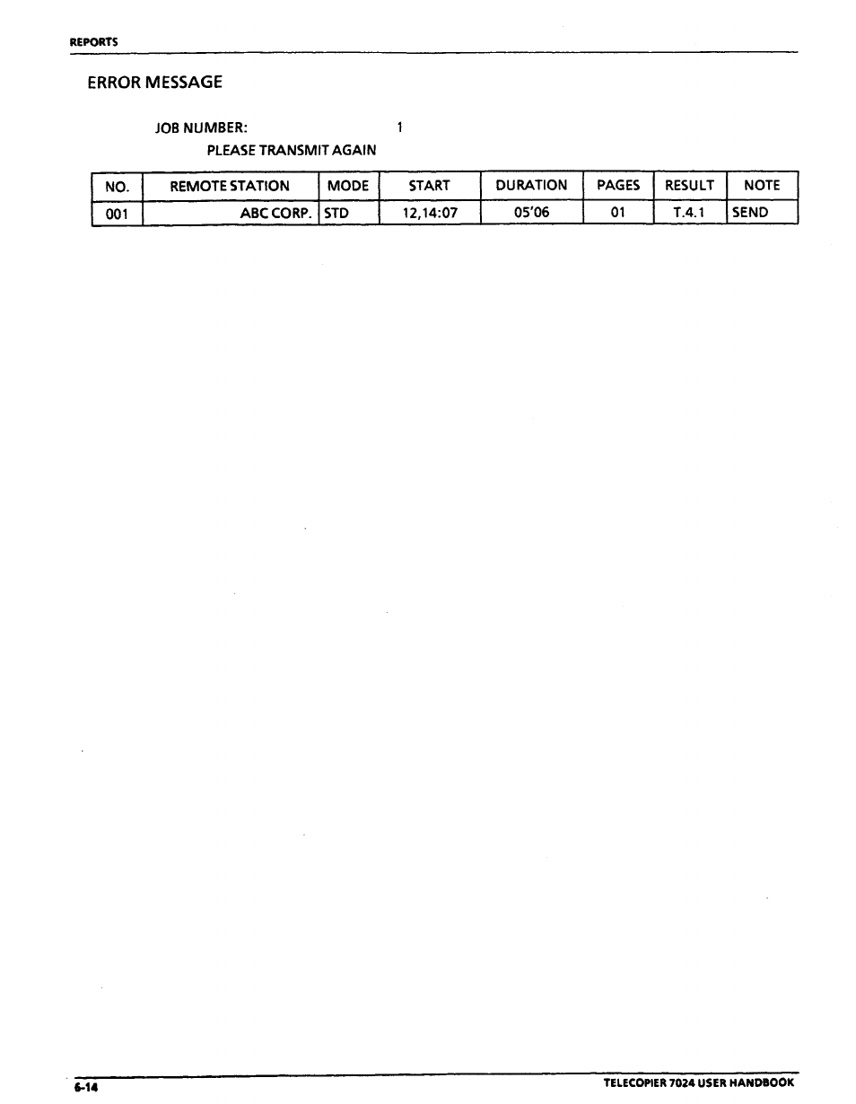 Error message | Xerox 7024 User Manual | Page 114 / 164