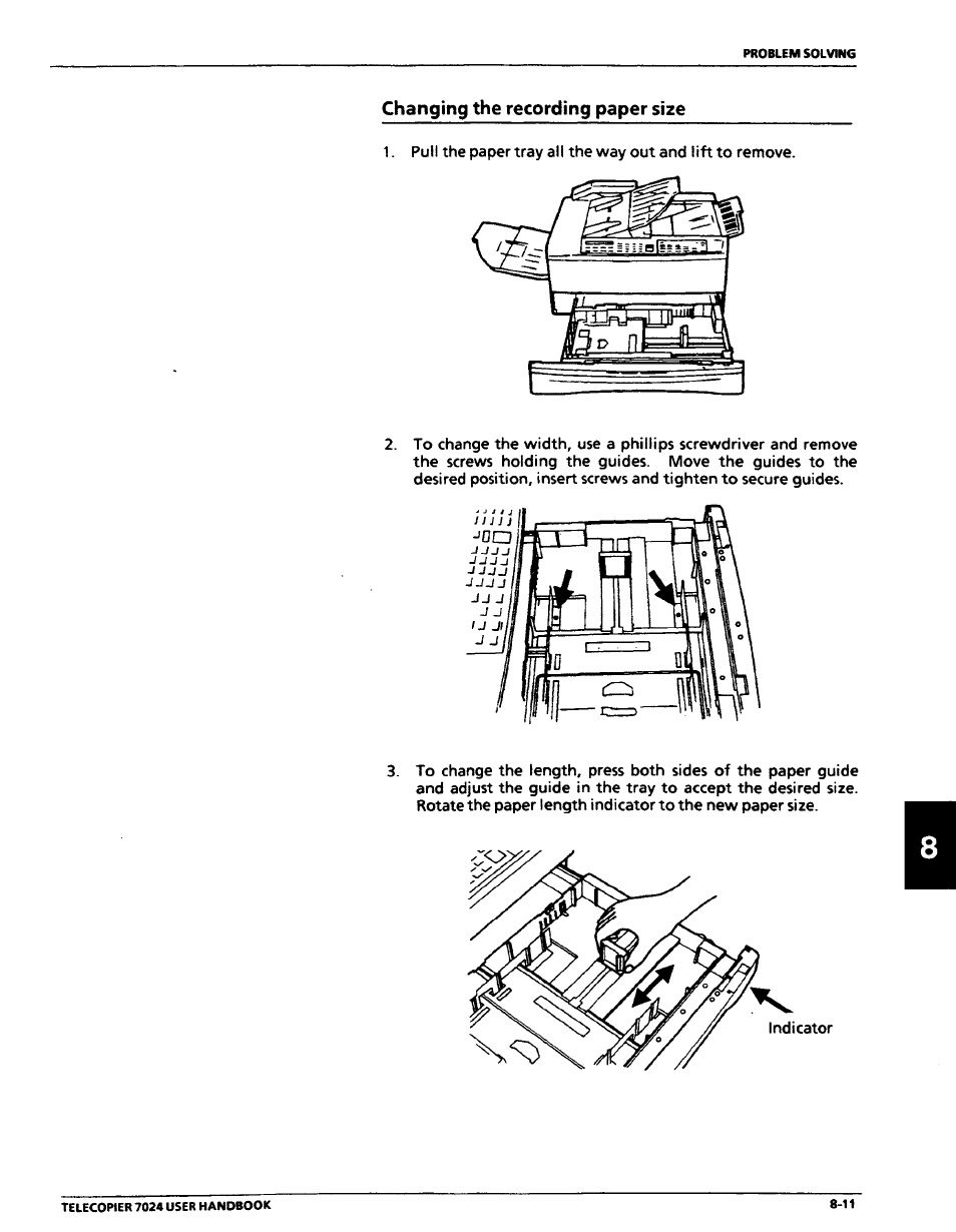 Changing the recording paper size, Changing the recording paper size -11 | Xerox 7024 User Manual | Page 149 / 164