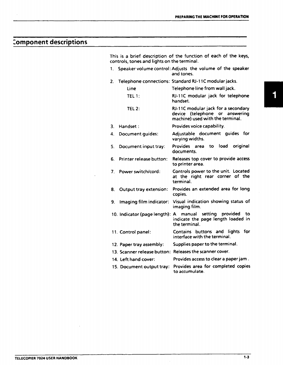 Lomponent descriptions, Component descriptions -3 | Xerox 7024 User Manual | Page 23 / 164