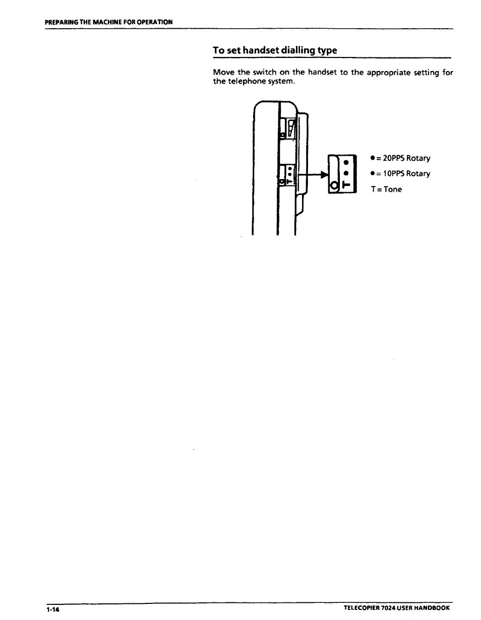 To set handset dialling type, To set handset dialling type -14 | Xerox 7024 User Manual | Page 34 / 164