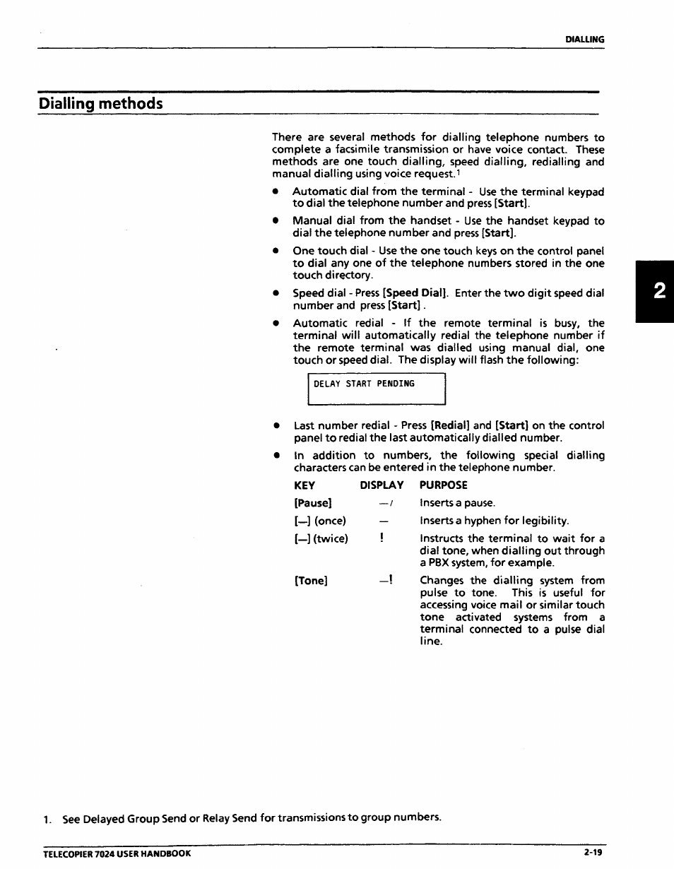 Dialling methods, Dialling methods -19 | Xerox 7024 User Manual | Page 61 / 164