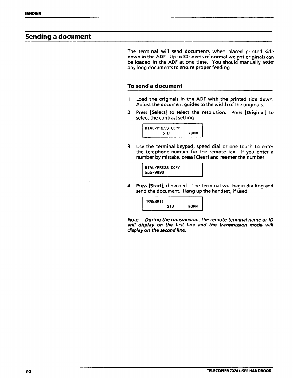 Sending a document, To send a document, Sending a document -2 | To send a document -2 | Xerox 7024 User Manual | Page 66 / 164
