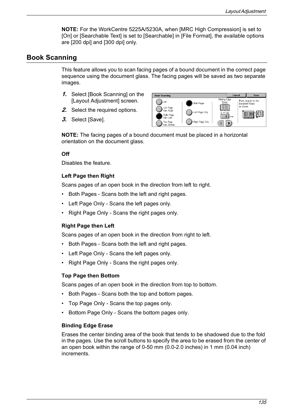 Book scanning | Xerox 5222 User Manual | Page 135 / 182