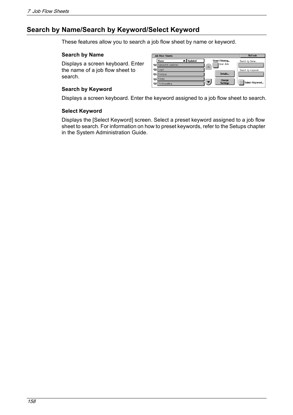 Search by name/search by keyword/select keyword | Xerox 5222 User Manual | Page 158 / 182