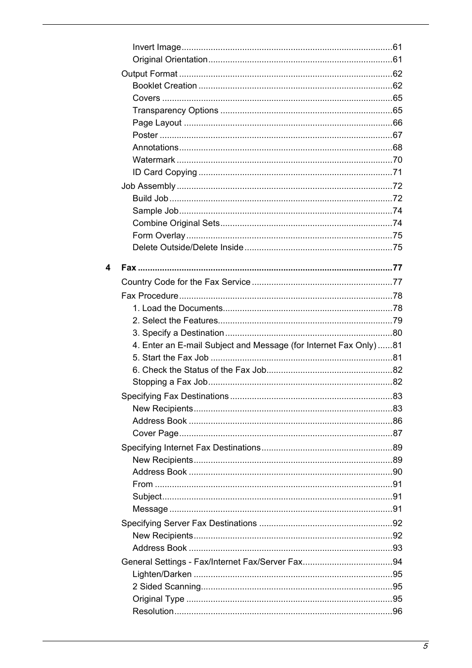 Xerox 5222 User Manual | Page 5 / 182