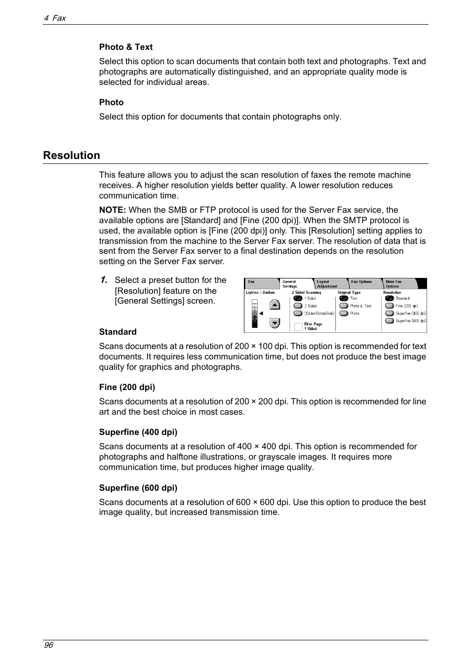 Resolution | Xerox 5222 User Manual | Page 96 / 182