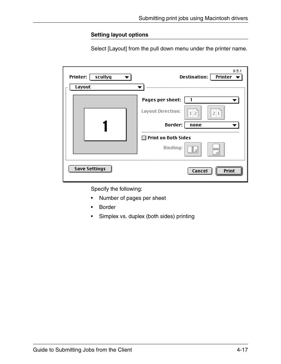 Setting layout options, Setting layout options -17 | Xerox DocuPrint 721P90350 User Manual | Page 105 / 216
