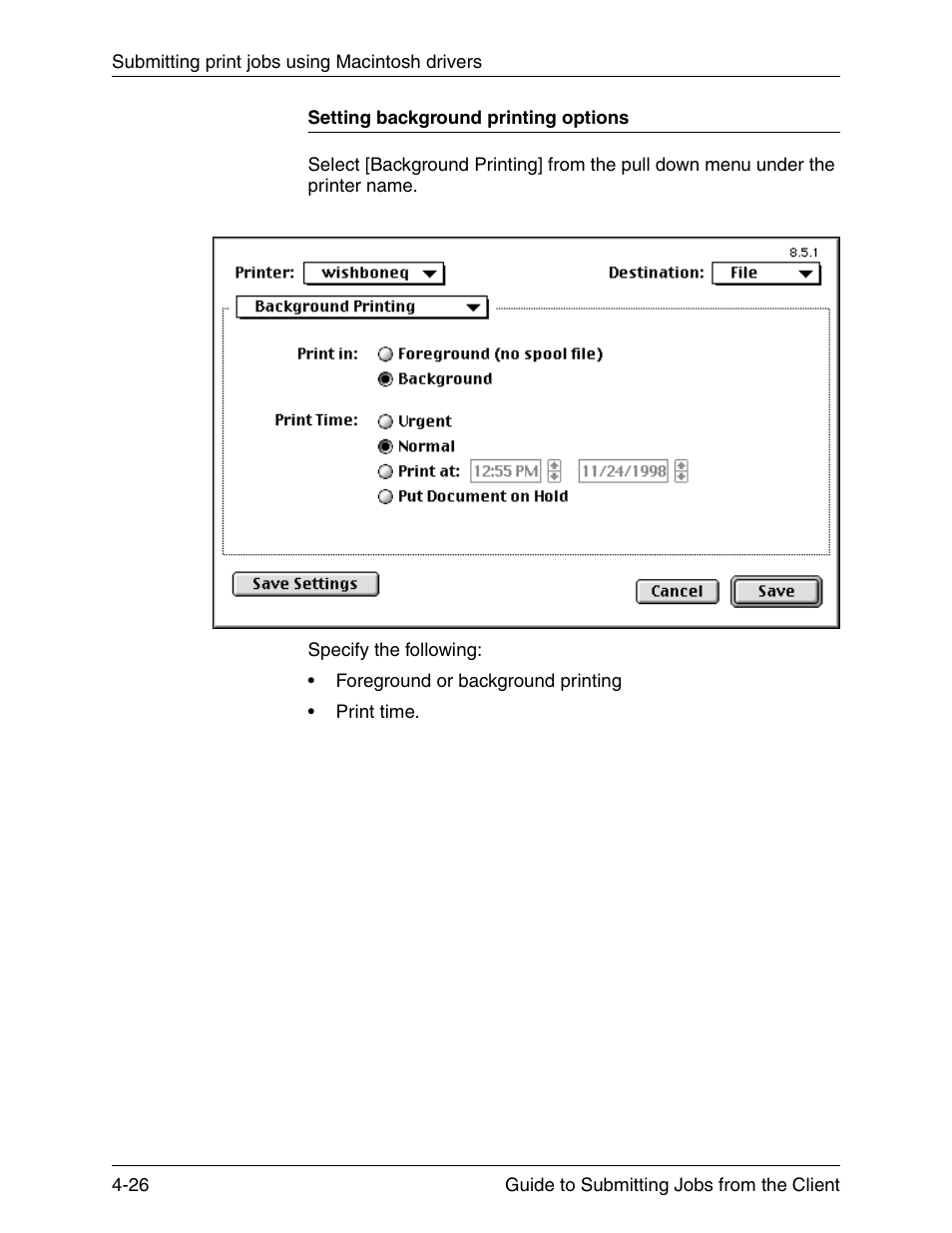 Setting background printing options, Setting background printing options -26 | Xerox DocuPrint 721P90350 User Manual | Page 114 / 216