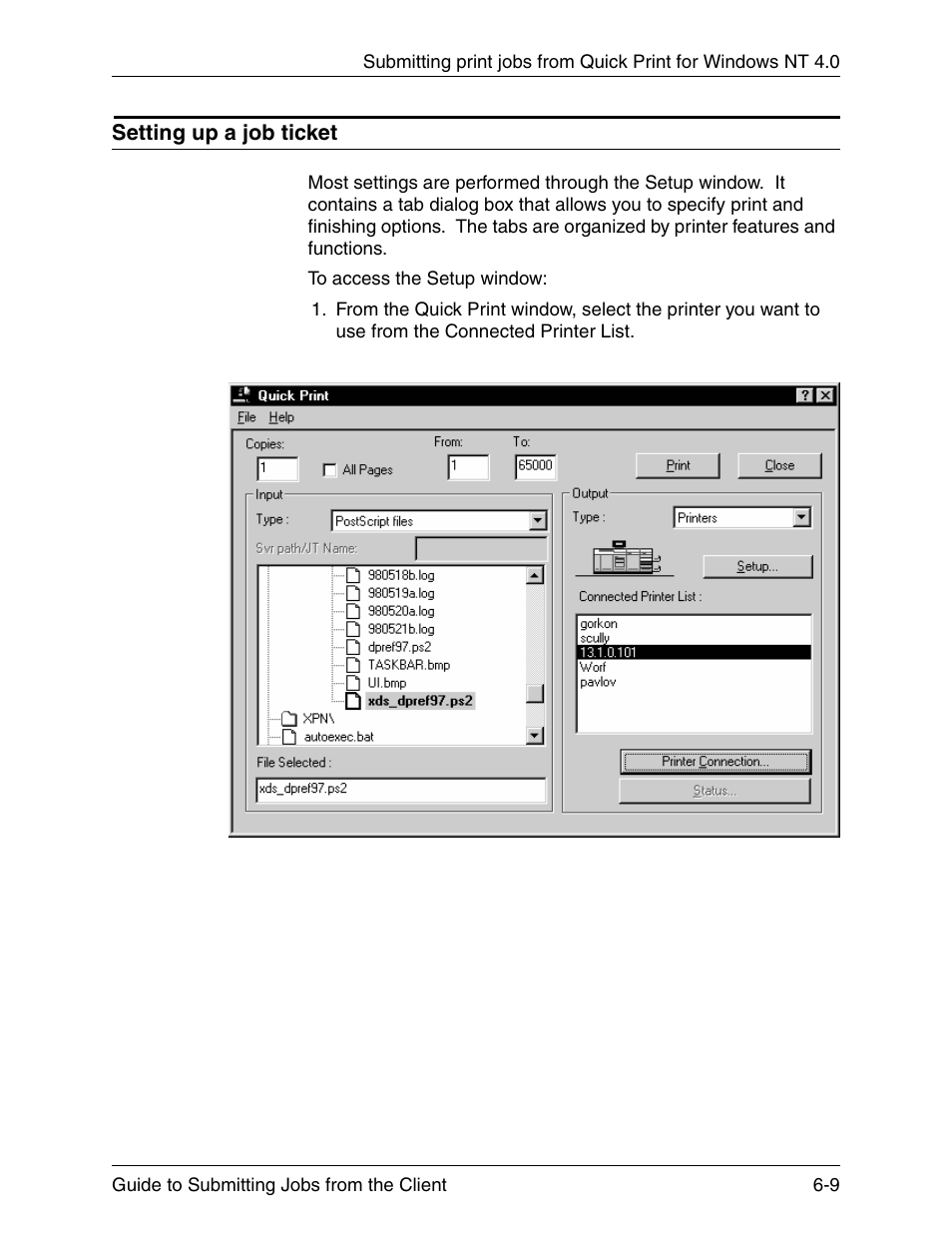 Setting up a job ticket, Setting up a job ticket -9 | Xerox DocuPrint 721P90350 User Manual | Page 175 / 216