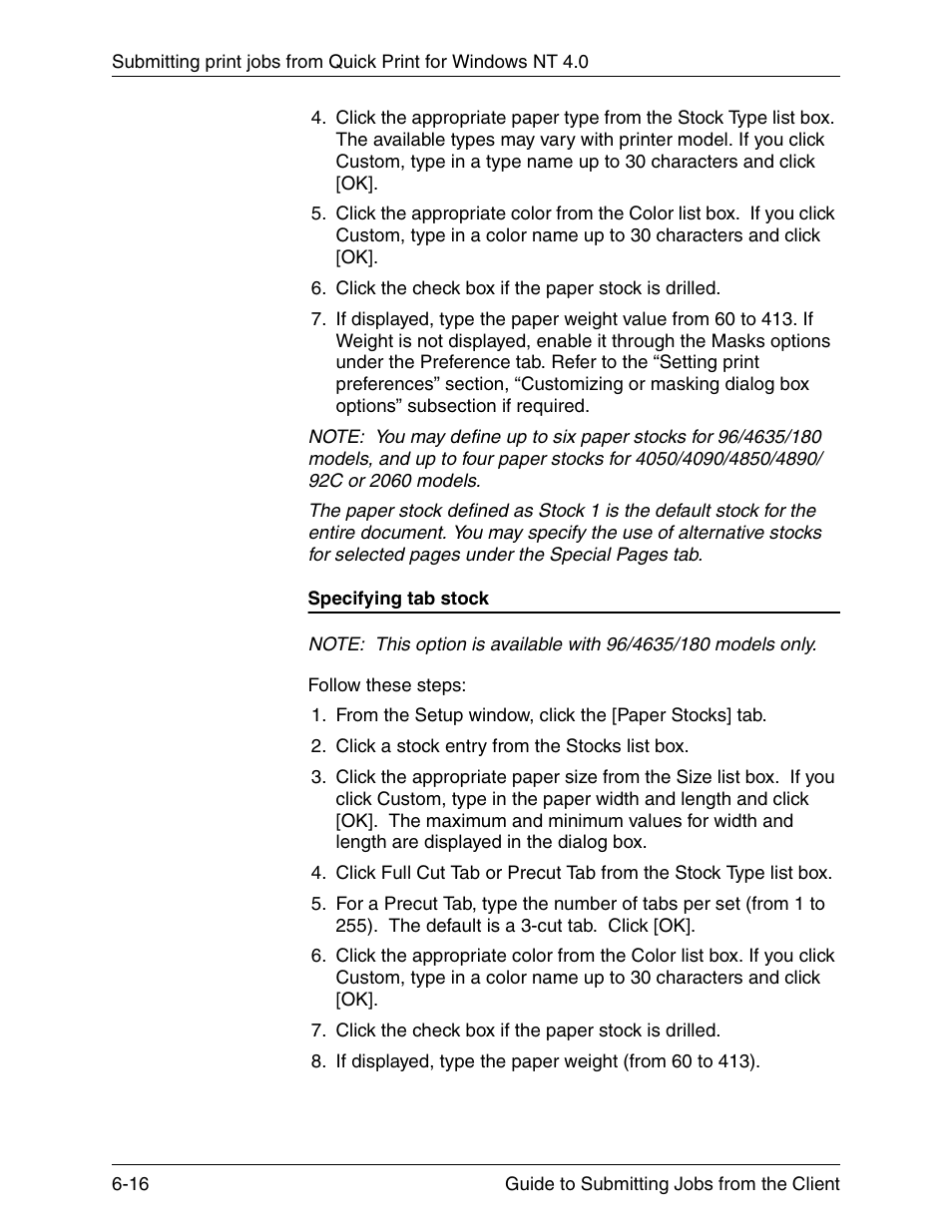 Specifying tab stock, Specifying tab stock -16 | Xerox DocuPrint 721P90350 User Manual | Page 182 / 216