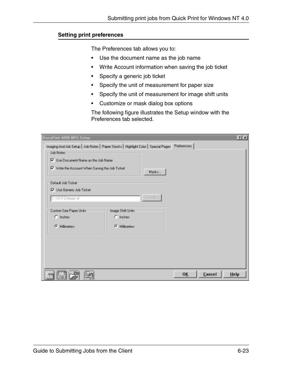 Setting print preferences, Setting print preferences -23 | Xerox DocuPrint 721P90350 User Manual | Page 189 / 216
