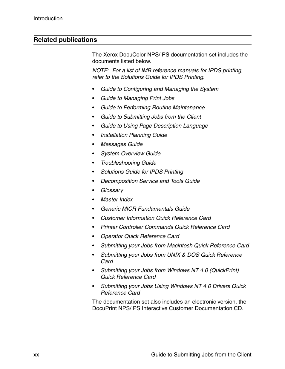 Related publications | Xerox DocuPrint 721P90350 User Manual | Page 20 / 216
