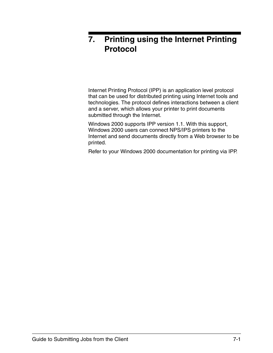 Printing using the internet printing protocol, Printing using the internet printing protocol -1 | Xerox DocuPrint 721P90350 User Manual | Page 205 / 216