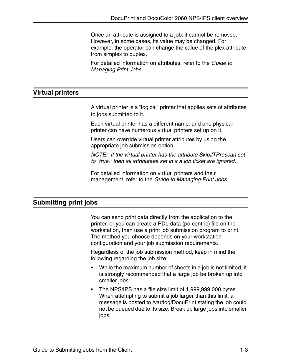 Virtual printers, Submitting print jobs, Virtual printers -3 submitting print jobs -3 | Xerox DocuPrint 721P90350 User Manual | Page 23 / 216