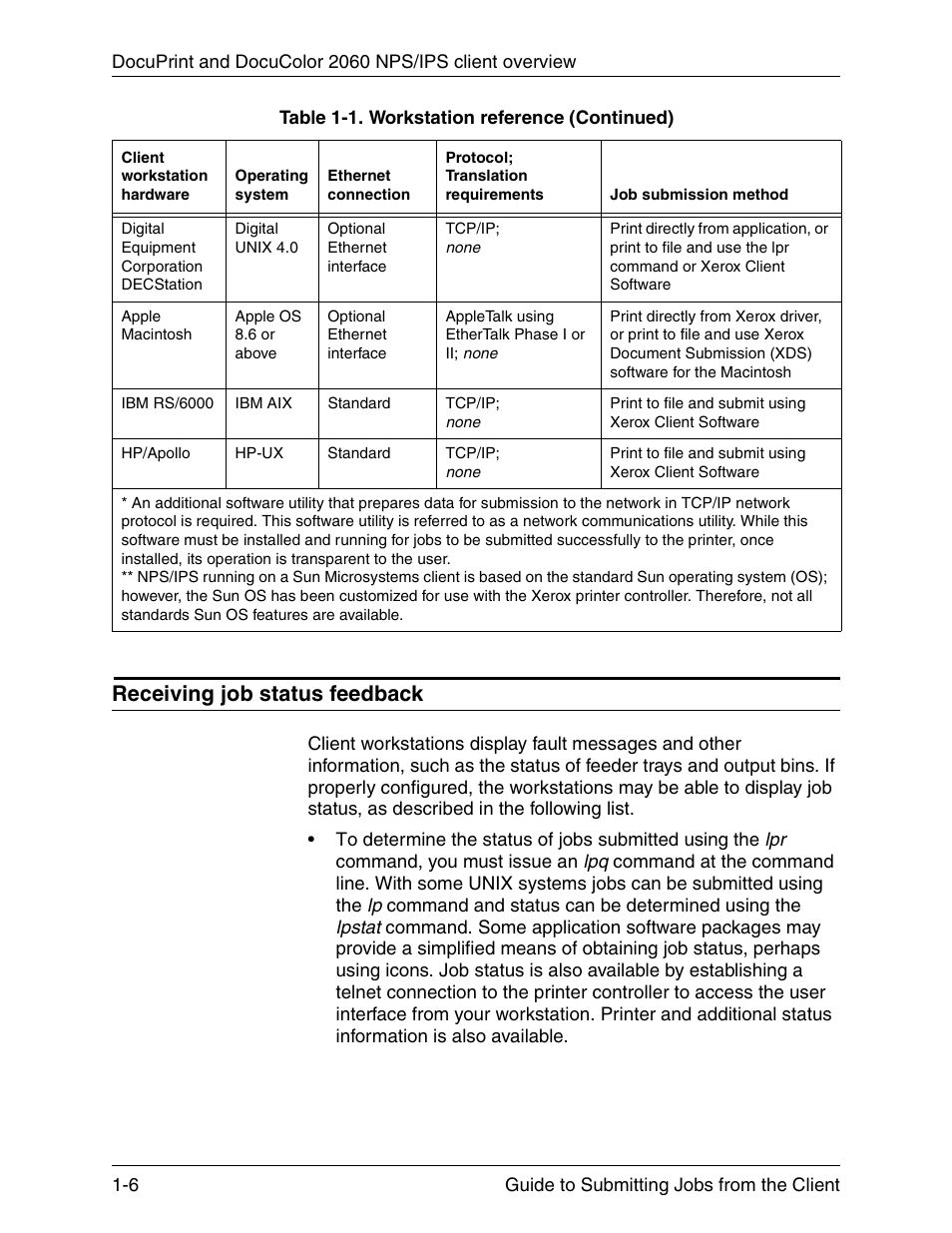 Receiving job status feedback, Receiving job status feedback -6 | Xerox DocuPrint 721P90350 User Manual | Page 26 / 216