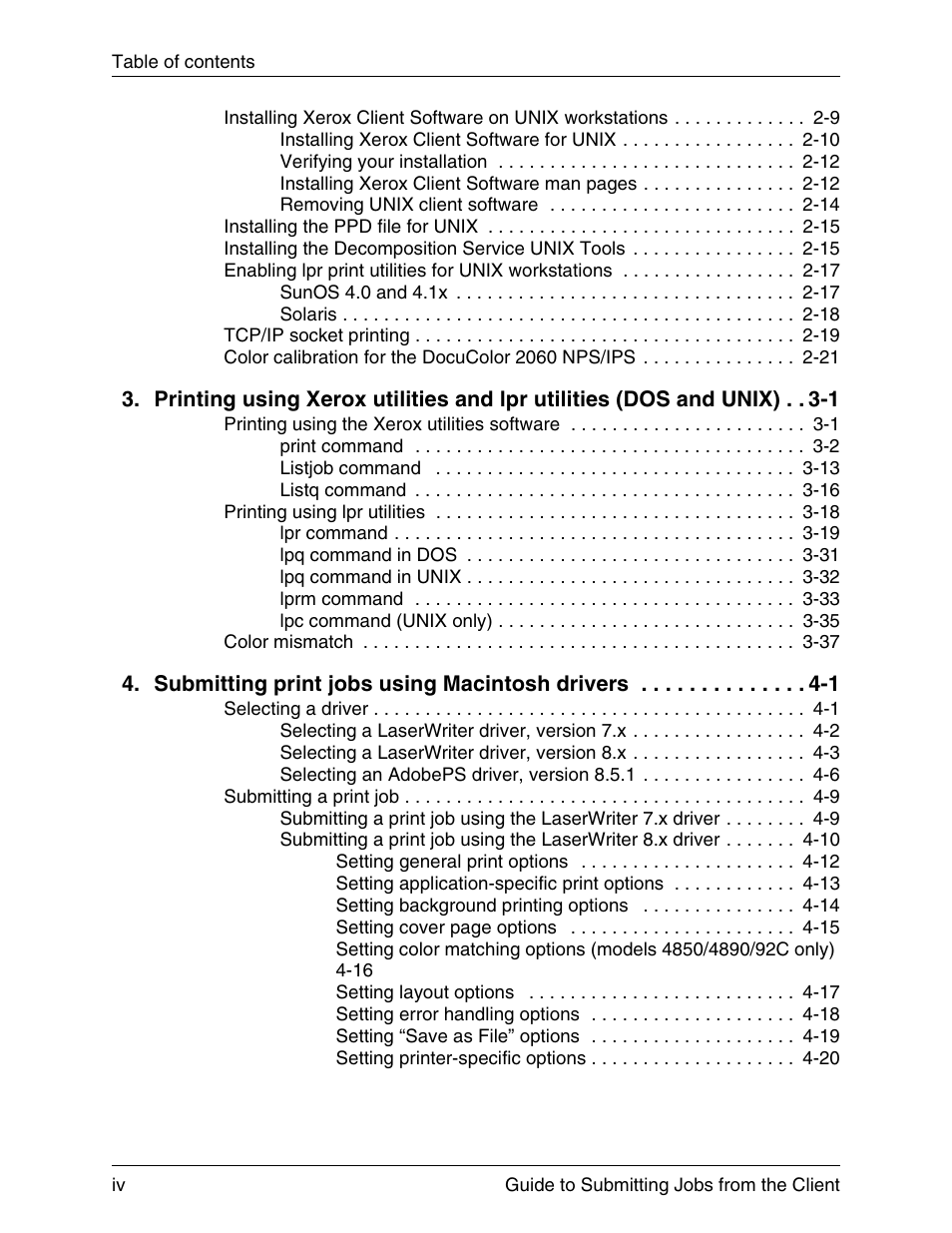 Submitting print jobs using macintosh drivers 41 | Xerox DocuPrint 721P90350 User Manual | Page 4 / 216