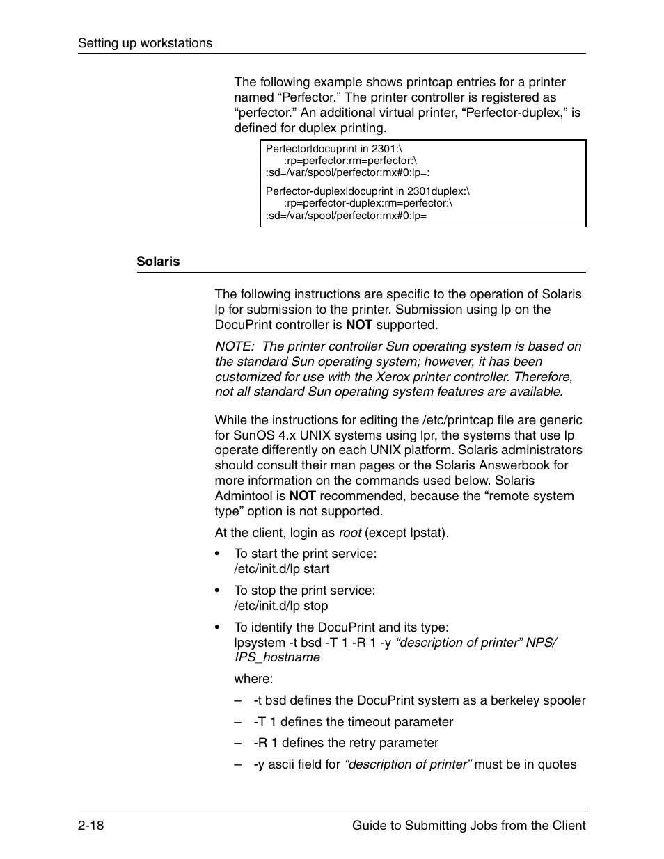 Solaris, Solaris -18 | Xerox DocuPrint 721P90350 User Manual | Page 46 / 216