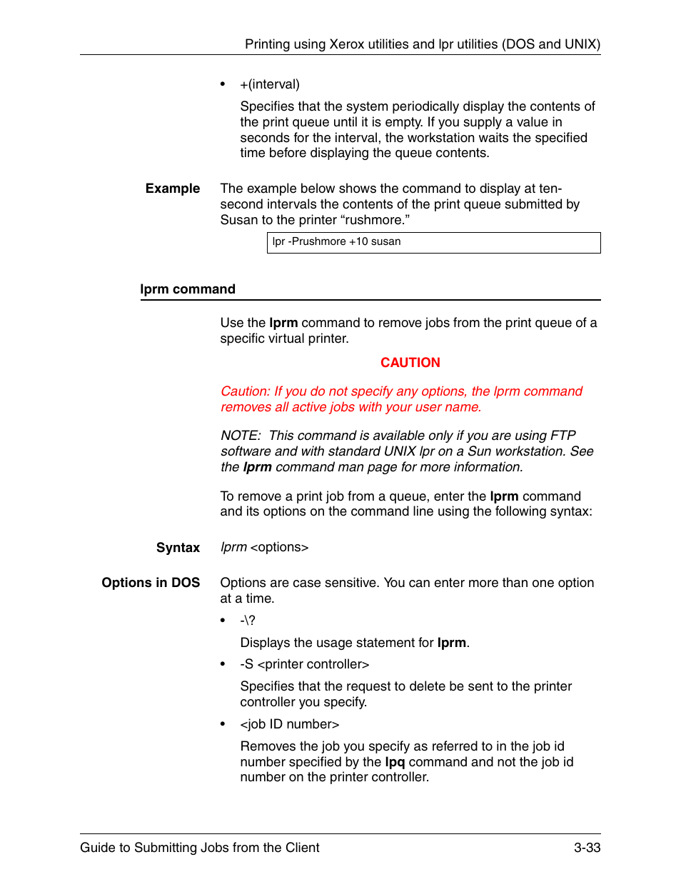 Lprm command, Lprm command -33 | Xerox DocuPrint 721P90350 User Manual | Page 83 / 216
