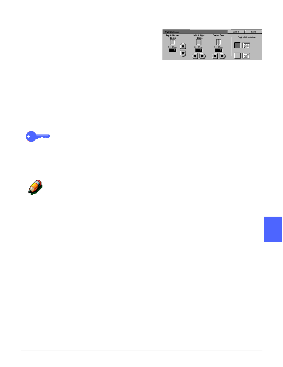 Variable erase for edges, Variable erase for edges -27 | Xerox DOCUCOLOR 12 User Manual | Page 125 / 292