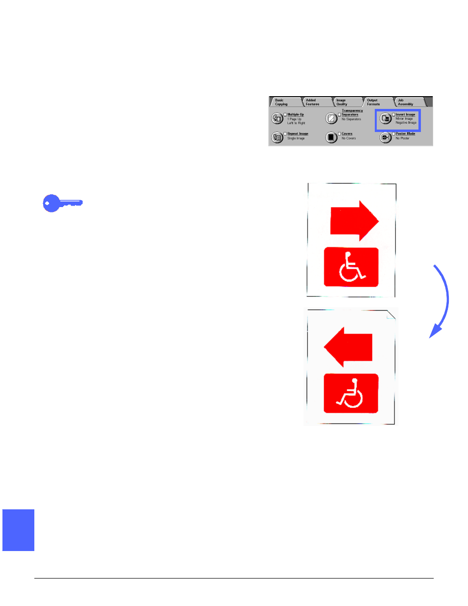 Invert image, Mirror image, Invert image -20 | Mirror image -20 | Xerox DOCUCOLOR 12 User Manual | Page 176 / 292