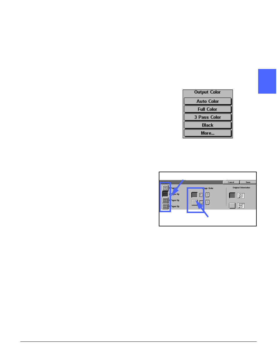 Touch screen button types and functions, Touch screen button types and functions -9 | Xerox DOCUCOLOR 12 User Manual | Page 43 / 292