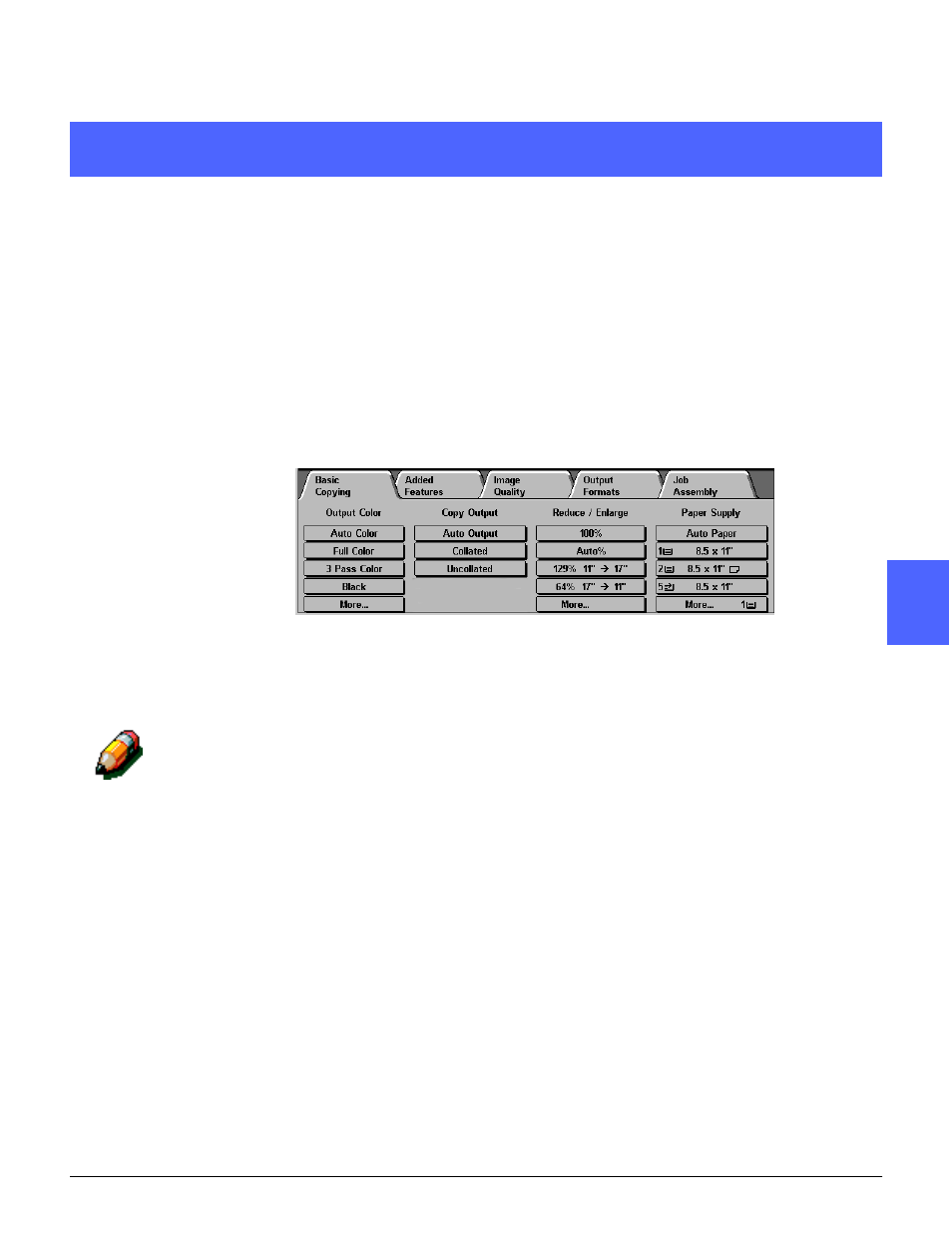 Output color, Copy output, Basic copying -1 | Output color -1 copy output -1, Basic copying, Overview | Xerox DOCUCOLOR 12 User Manual | Page 75 / 292