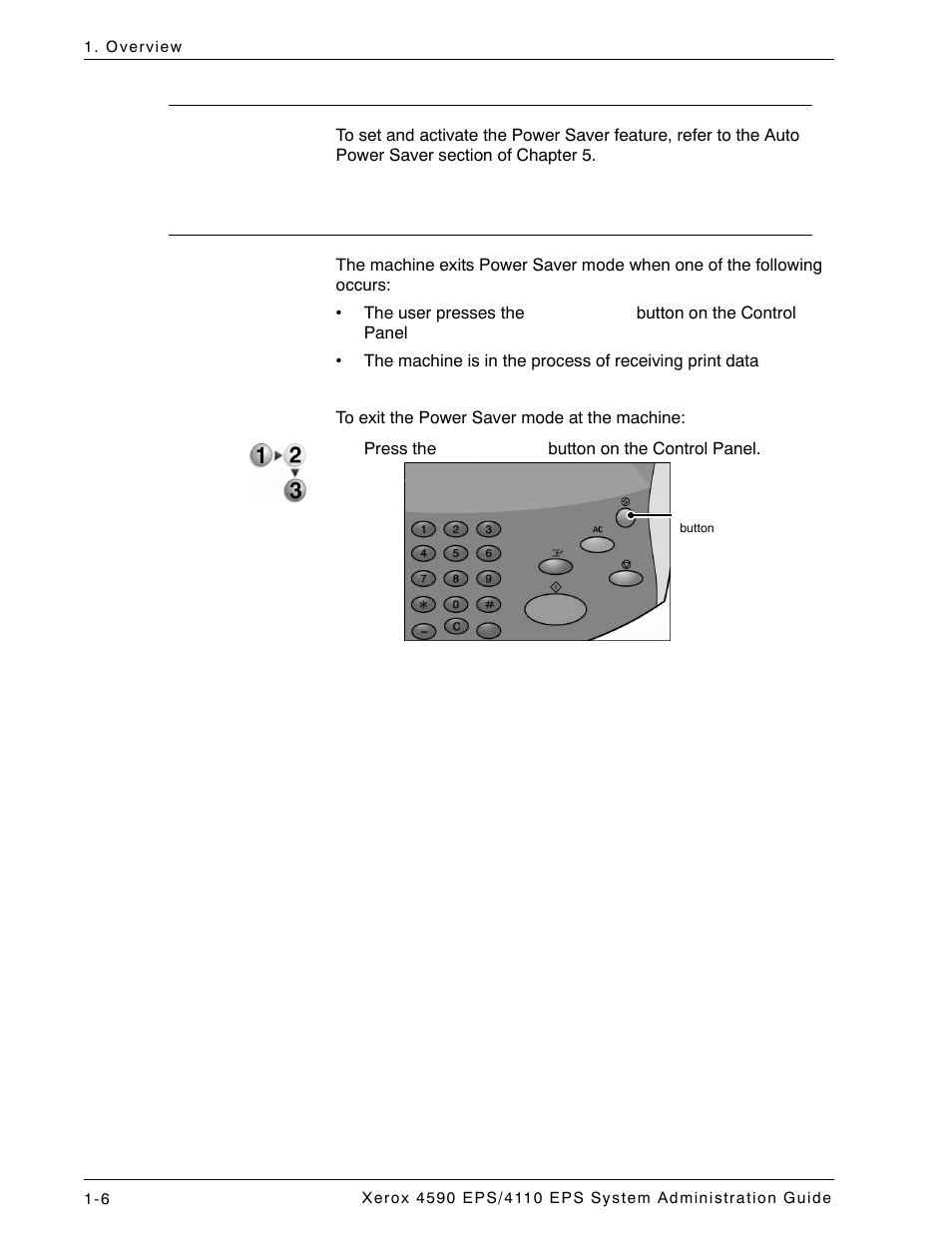Changing the power saver mode time interval, Exiting the power saver mode | Xerox 4110 User Manual | Page 10 / 92