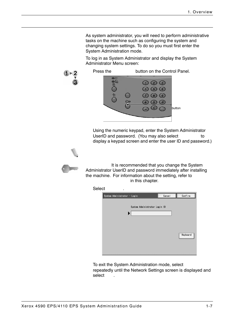 System administrator mode, System administrator mode -7 | Xerox 4110 User Manual | Page 11 / 92