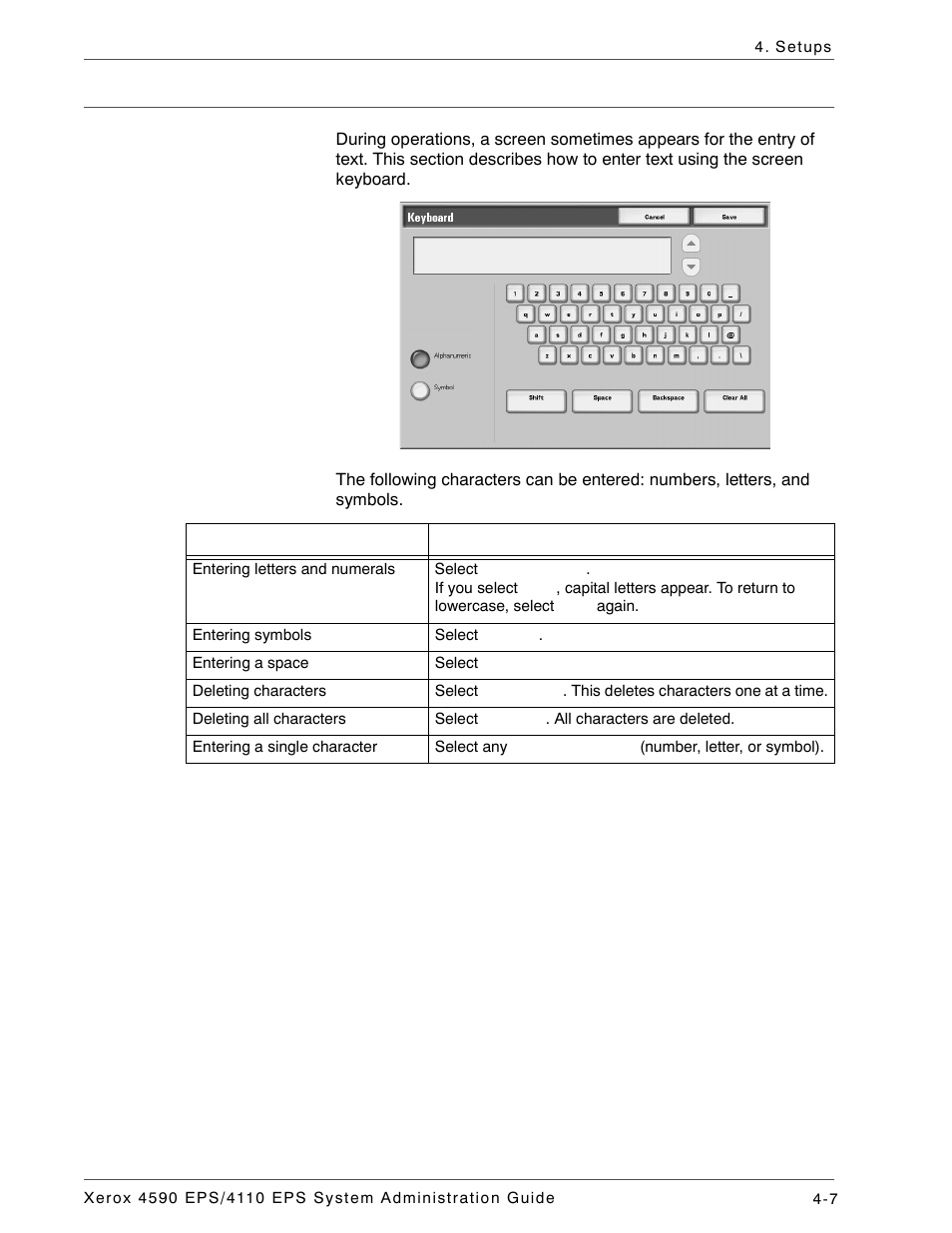 How to enter text or numbers, How to enter text or numbers -7 | Xerox 4110 User Manual | Page 25 / 92