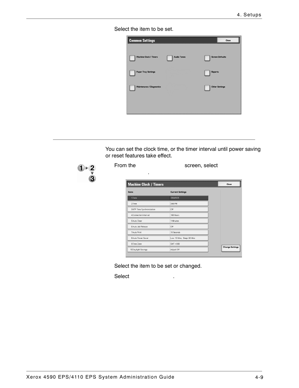 Machine clock/timers, Machine clock/timers -9 | Xerox 4110 User Manual | Page 27 / 92