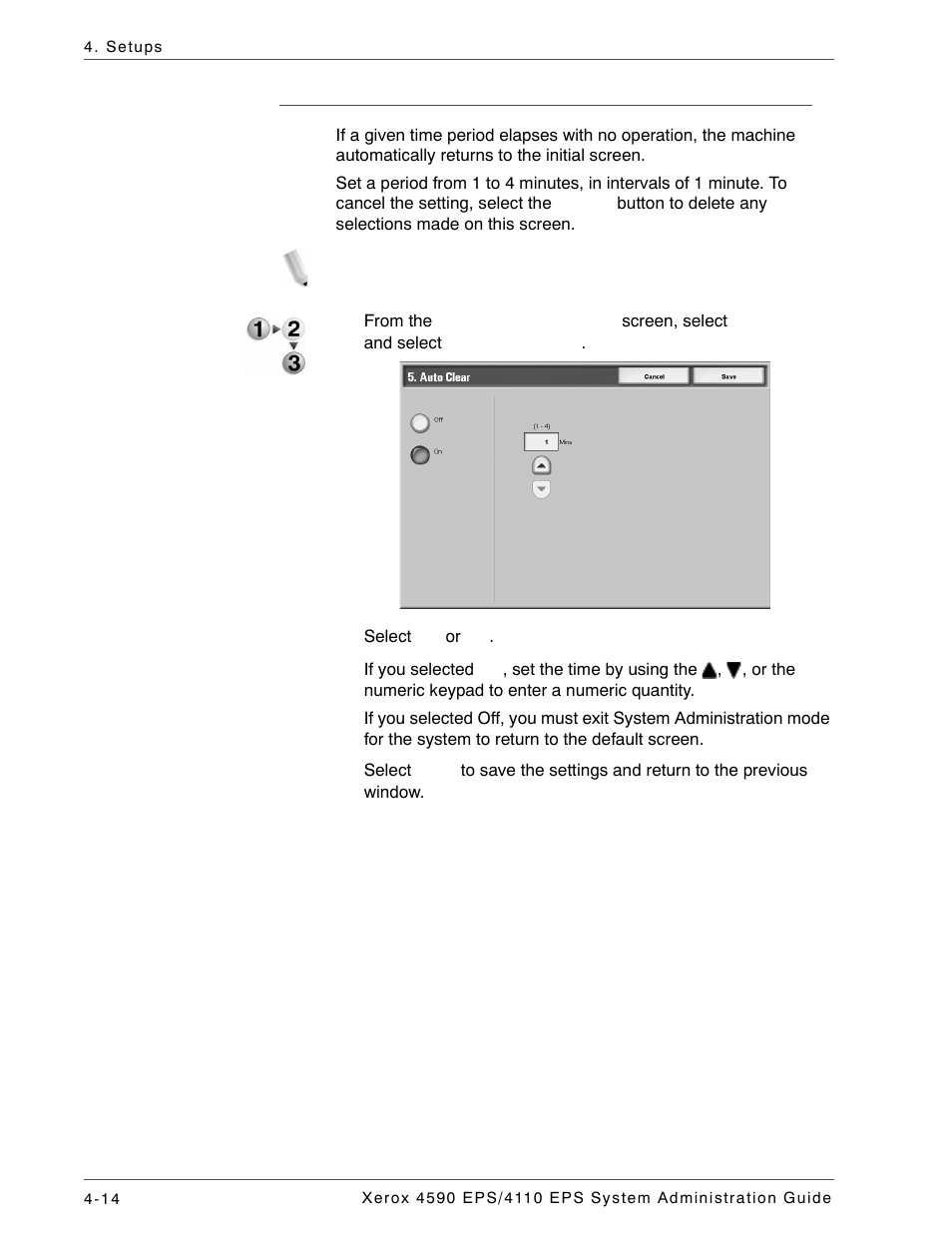 Auto clear | Xerox 4110 User Manual | Page 32 / 92