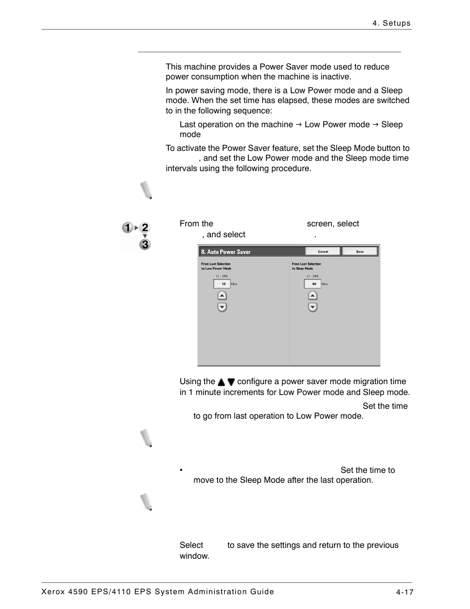 Auto power saver | Xerox 4110 User Manual | Page 35 / 92