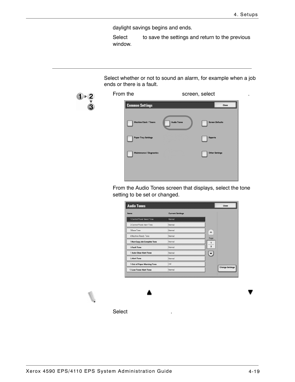 Audio tones, Audio tones -19 | Xerox 4110 User Manual | Page 37 / 92