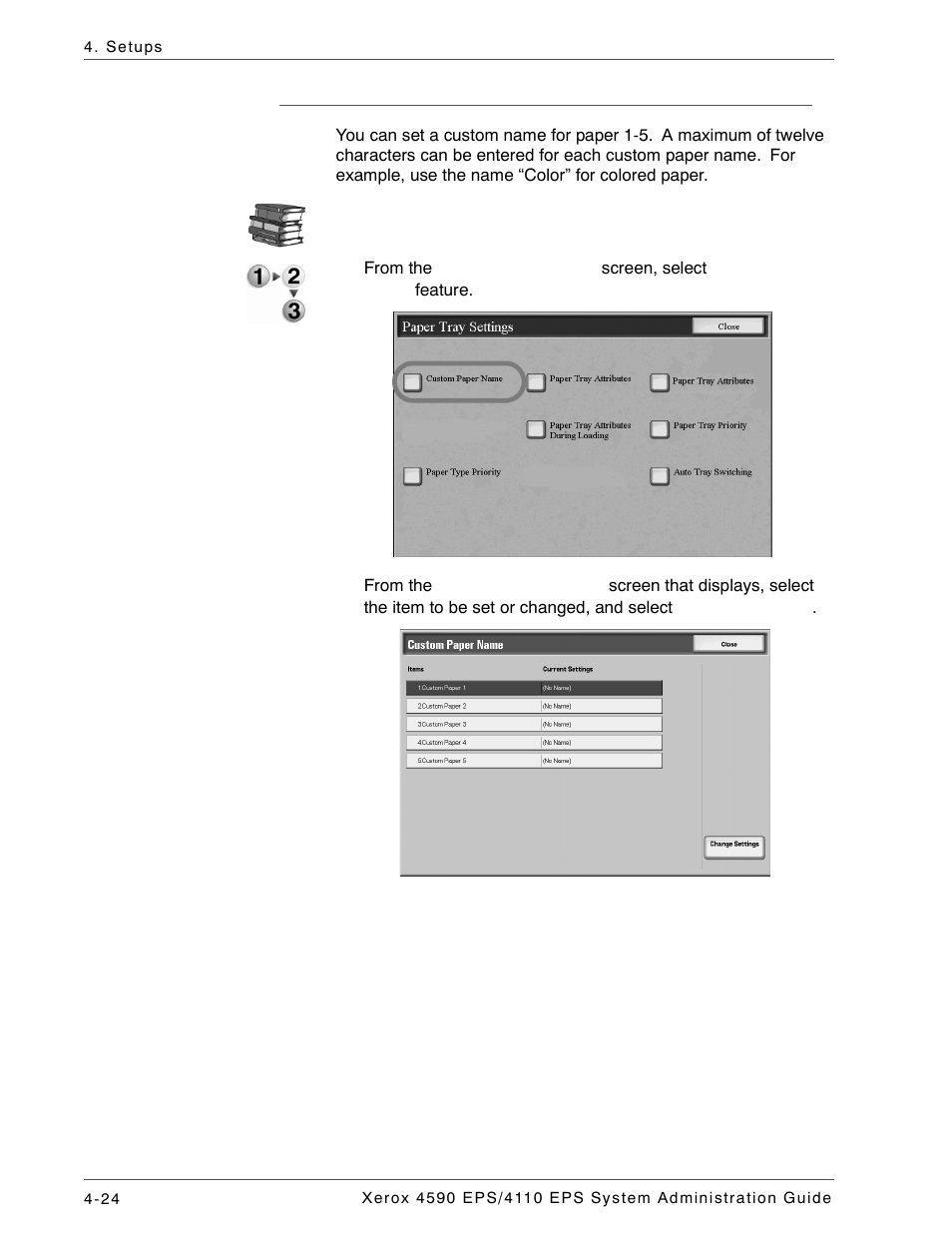 Custom paper name | Xerox 4110 User Manual | Page 42 / 92