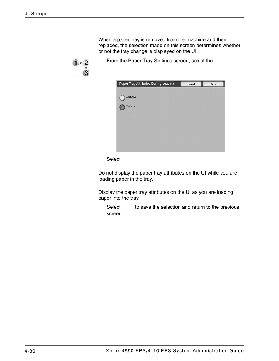 Paper tray attributes during loading | Xerox 4110 User Manual | Page 48 / 92