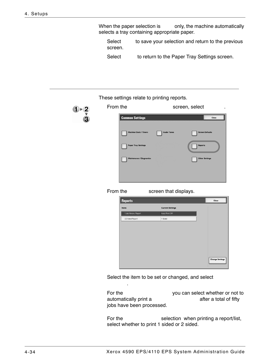 Reports, Reports -34 | Xerox 4110 User Manual | Page 52 / 92