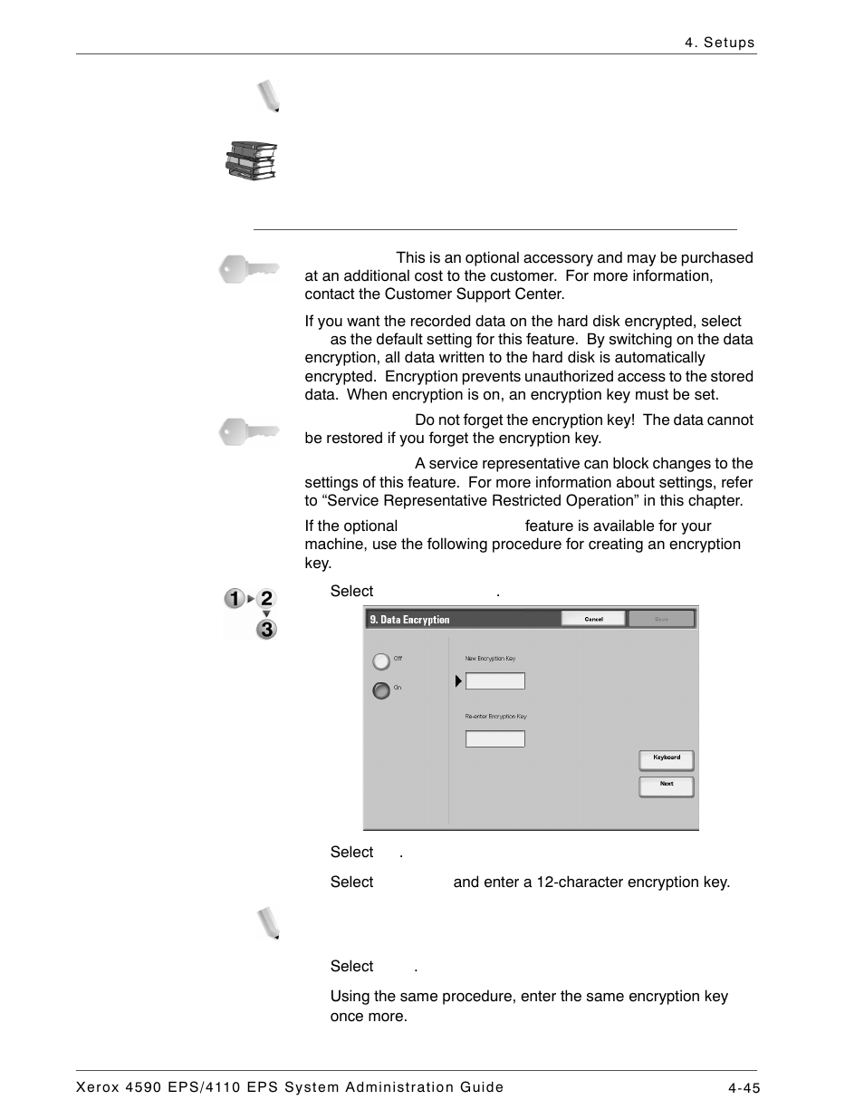 Data encryption (optional) | Xerox 4110 User Manual | Page 63 / 92