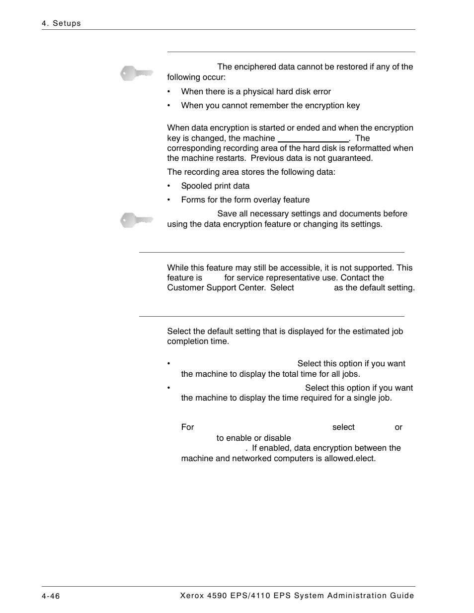 Data restoration, Software download, Estimated job time | Xerox 4110 User Manual | Page 64 / 92